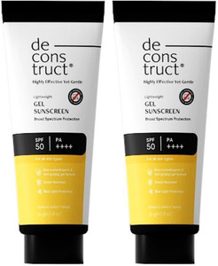 deconstruct sunscreen - spf 50 pa lightweight gel sunscreen  no white cast  for men  women  pack of 2