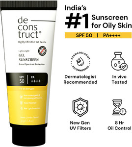 deconstruct sunscreen - spf 50 pa  lightweight gel sunscreen in-vivo tested  non greasy  for men  women 