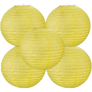 round chinese japanese paper lantern hanging paper lanterns metal frame for home lamps party event decoration outdoorindoor paper lanterns set of 5 14 inch yellow