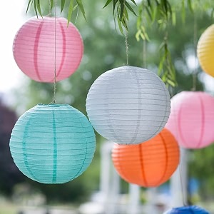 round chinese japanese paper lantern hanging paper lanterns metal frame for home lamps party event decoration outdoorindoor paper lanterns set of 5 10 inch pink