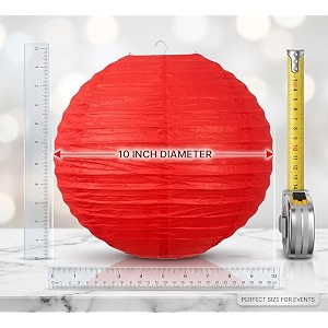 decor affair red paper lanterns 10 inch pack of 5  round hanging chinese lanterns for wedding party festival amp home decoration