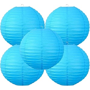 round chinese japanese paper lantern hanging paper lanterns metal frame for home lamps party event decoration outdoorindoor paper lanterns set of 5 14 inch blue