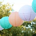 Round Chinese Japanese Paper Lantern Hanging Paper Lanterns Metal Frame for Home Lamps, Party, Event Decoration Outdoor/Indoor Paper Lanterns (Set of 5) (10 Inch, Blue)
