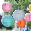 Round Chinese Japanese Paper Lantern Hanging Paper Lanterns Metal Frame for Home Lamps, Party, Event Decoration Outdoor/Indoor Paper Lanterns (Set of 5) (10 Inch, Orange)