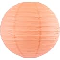 Round Chinese Japanese Paper Lantern Hanging Paper Lanterns Metal Frame for Home Lamps, Party, Event Decoration Outdoor/Indoor Paper Lanterns (Set of 5) (12 Inch, Peach)