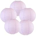 Round Chinese Japanese Paper Lantern Hanging Paper Lanterns Metal Frame for Home Lamps, Party, Event Decoration Outdoor/Indoor Paper Lanterns (Set of 5) (12 Inch, Purple)