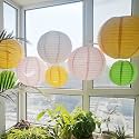 Round Chinese Japanese Paper Lantern Hanging Paper Lanterns Metal Frame for Home Lamps, Party, Event Decoration Outdoor/Indoor Paper Lanterns (Set of 5) (10 Inch, Yellow)