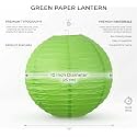 Green 10 Inch Paper Lanterns Pack of 5 | Chinese Japanese Round Hanging Paper Lamps | Reusable Decorative Lanterns for Wedding, Birthday, Baby Shower, Home, Garden &amp; Festival Decorations