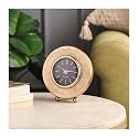 Decor de Maison Brings Handcrafted Aluminium World Table Clock for KidsRoom, Living Room, Bedroom, Office Desk|Classic Non-Ticking Tabletop Battery Operated Analog Desk Clock in Gold (17x18x8cm)