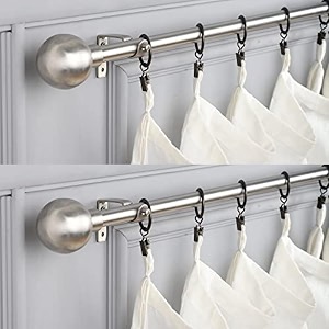 the decor mart 2 pack 2834-4834 adjustable curtain rod for door amp windows with brackets set curtains hanging extendable stailness steel pipe holder with ss ball finial silver 07534 diameter