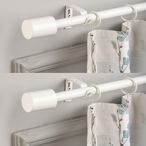 the decor mart 2 pack 2834-4834 adjustable curtain rod for door amp windows with brackets set curtains hanging extendable iron metal pipe holder with white matte finial