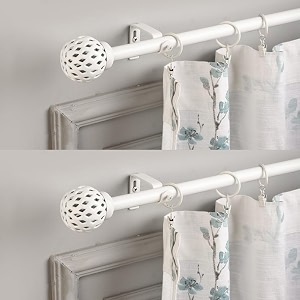 the decor mart 2 pack 2834-4834 adjustable curtain rod for door amp windows with brackets set curtains hanging extendable iron metal pipe holder with perforated white metal finial