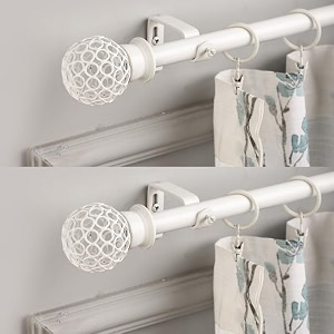 the decor mart 2 pack 2834-4834 adjustable curtain rod for door amp windows with brackets set curtains hanging extendable iron metal pipe holder with ventilia metal finial