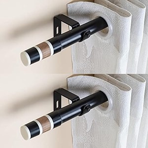 the decor mart 2 pack 2834-4834 adjustable curtain rod for door amp windows with brackets set curtains hanging extendable iron metal pipe holder with rustic drum wooden finial