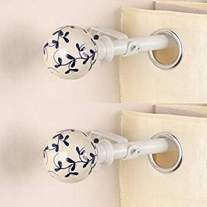 the decor mart 2 pack 2834-4834 adjustable curtain rod for door amp windows with brackets set curtains hanging extendable iron metal pipe holder with mughal ceramic finial white 07534 diameter