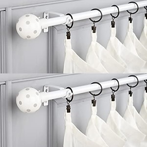 the decor mart 2 pack 2834-4834 adjustable curtain rod for door amp windows with brackets set curtains hanging extendable iron metal pipe holder with grey polka ceramic finial white 07534 diameter