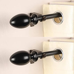 the decor mart 2 pack 2834-4834 adjustable curtain rod for door amp windows with brackets set curtains hanging extendable iron metal pipe holder with regalia wooden black finial black 07534 diameter