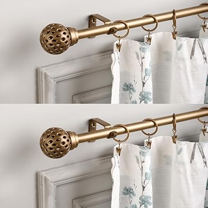 the decor mart 2 pack 2834-4834 adjustable curtain rod for door amp windows with brackets set curtains hanging extendable iron metal pipe holder with spiral metal finial black 07834 diameter