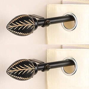 the decor mart 2 pack 2834-4834 adjustable curtain rod for door amp windows with brackets set curtains hanging extendable iron metal pipe holder with manifesto wooden finial black 07534 diameter