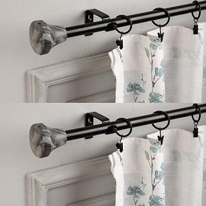 the decor mart 2 pack 2834-4834 adjustable curtain rod for door amp windows with brackets set curtains hanging extendable iron metal pipe holder withmarble hex finial