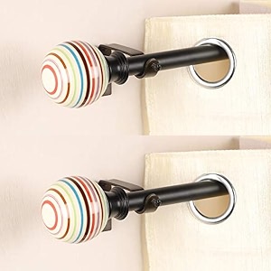 the decor mart 2 pack 2834-4834 adjustable curtain rod for door amp windows with brackets set curtains hanging extendable iron metal pipe holder with colour pop ceramic finial white 07834 diameter