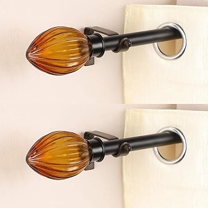 the decor mart 2 pack 2834-4834 adjustable curtain rod for door amp windows with brackets set curtains hanging extendable iron metal pipe holder with lotus bud finial black 07534 diameter