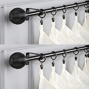 the decor mart 2 pack 2834-4834 adjustable curtain rod for door amp windows with brackets set curtains hanging extendable iron metal pipe holder with gold ball finial