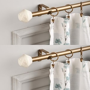 the decor mart 2 pack 2834-4834 adjustable curtain rod for door amp windows with brackets set curtains hanging extendable iron metal pipe holder with marble hex finial
