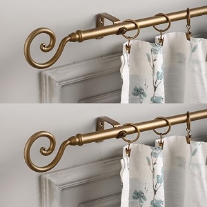 the decor mart 2 pack 2834-4834 adjustable curtain rod for door amp windows with brackets set curtains hanging extendable iron metal pipe holder with spiral metal finial