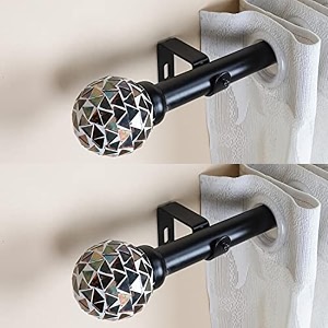 the decor mart 2 pack 2834-4834 adjustable curtain rod for door amp windows with brackets set curtains hanging extendable iron metal pipe holder with antique glass finial black 07534 diameter