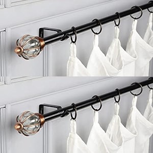 the decor mart 2 pack 2834-4834 adjustable curtain rod for door amp windows with brackets set curtains hanging extendable iron metal pipe holder with glass metal royal finial black 07534 diameter