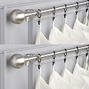 The Decor Mart 2 Pack 28"-48" Adjustable Curtain Rod for Door &amp; Windows with Brackets Set Curtains Hanging Extendable Stailness Steel Pipe Holder with SS Ball Finial (Silver, 0.75" Diameter)