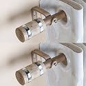 The Decor Mart 2 Pack 28"-48" Adjustable Curtain Rod for Door &amp; Windows with Brackets Set Curtains Hanging Extendable Iron Metal Pipe Holder with MOP &amp; Wood Blend Finial (Beige, 0.75" Diameter)