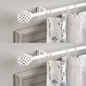The Decor Mart 2 Pack 28"-48" Adjustable Curtain Rod for Door &amp; Windows with Brackets Set Curtains Hanging Extendable Iron Metal Pipe Holder with Perforated White Metal Finial