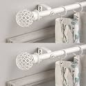 The Decor Mart 2 Pack 28"-48" Adjustable Curtain Rod for Door &amp; Windows with Brackets Set Curtains Hanging Extendable Iron Metal Pipe Holder with Ventilia Metal Finial