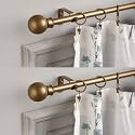 The Decor Mart 2 Pack 28"-48" Adjustable Curtain Rod for Door &amp; Windows with Brackets Set Curtains Hanging Extendable Iron Metal Pipe Holder with Gold Ball Finial