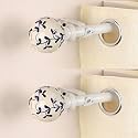 The Decor Mart 2 Pack 28"-48" Adjustable Curtain Rod for Door &amp; Windows with Brackets Set Curtains Hanging Extendable Iron Metal Pipe Holder with Mughal Ceramic Finial (White, 0.75" Diameter)