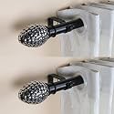 The Decor Mart 2 Pack 28"-48" Adjustable Curtain Rod for Door &amp; Windows with Brackets Set Curtains Hanging Extendable Iron Metal Pipe Holder with Spiral Metal Finial (Black, 0.78" Diameter)