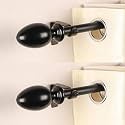 The Decor Mart 2 Pack 28"-48" Adjustable Curtain Rod for Door &amp; Windows with Brackets Set Curtains Hanging Extendable Iron Metal Pipe Holder with Regalia Wooden Black Finial (Black, 0.75" Diameter)