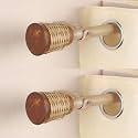 The Decor Mart 2 Pack 28"-48" Adjustable Curtain Rod for Door &amp; Windows with Brackets Set Curtains Hanging Extendable Iron Metal Pipe Holder with Wicker Wooden Wrap Finial (0.75" Diameter)