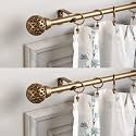 The Decor Mart 2 Pack 28"-48" Adjustable Curtain Rod for Door & Windows with Brackets Set Curtains Hanging Extendable Iron Metal Pipe Holder with Spiral Metal Finial (Black, 0.78" Diameter)