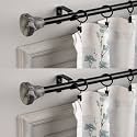 The Decor Mart 2 Pack 28"-48" Adjustable Curtain Rod for Door &amp; Windows with Brackets Set Curtains Hanging Extendable Iron Metal Pipe Holder withMarble Hex Finial
