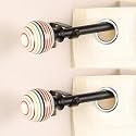 The Decor Mart 2 Pack 28"-48" Adjustable Curtain Rod for Door &amp; Windows with Brackets Set Curtains Hanging Extendable Iron Metal Pipe Holder with Colour Pop Ceramic Finial (White, 0.78" Diameter)