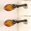 The Decor Mart 2 Pack 28"-48" Adjustable Curtain Rod for Door &amp; Windows with Brackets Set Curtains Hanging Extendable Iron Metal Pipe Holder with Lotus Bud Finial (Black, 0.75" Diameter)