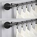 The Decor Mart 2 Pack 28"-48" Adjustable Curtain Rod for Door &amp; Windows with Brackets Set Curtains Hanging Extendable Iron Metal Pipe Holder with Gold Ball Finial