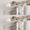 The Decor Mart 2 Pack 28"-48" Adjustable Curtain Rod for Door &amp; Windows with Brackets Set Curtains Hanging Extendable Iron Metal Pipe Holder with Marble Hex Finial