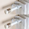 The Decor Mart 2 Pack 28"-48" Adjustable Curtain Rod for Door &amp; Windows with Brackets Set Curtains Hanging Extendable Iron Metal Pipe Holder with Marble &amp; Wood Blend Finial (White, 0.75" Diameter)