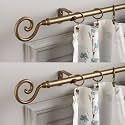 The Decor Mart 2 Pack 28"-48" Adjustable Curtain Rod for Door & Windows with Brackets Set Curtains Hanging Extendable Iron Metal Pipe Holder with Spiral Metal Finial