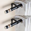 The Decor Mart 2 Pack 28"-48" Adjustable Curtain Rod for Door & Windows with Brackets Set Curtains Hanging Extendable Iron Metal Pipe Holder with Handpainted Cylinder Ceramic Finial (White, 0.75")