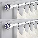 The Decor Mart 2 Pack 28"-48" Adjustable Curtain Rod for Door &amp; Windows with Brackets Set Curtains Hanging Extendable Iron Metal Pipe Holder with Handpainted Bloom Ceramic Finial (White,0.75"Diameter)